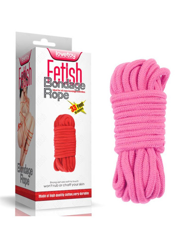 LOVETOY Bondage Rope Soft Pink — miękka lina 10 m