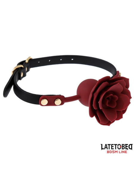 Silikonowy knebel z różą Latetobed — regulowany 47–56 cm