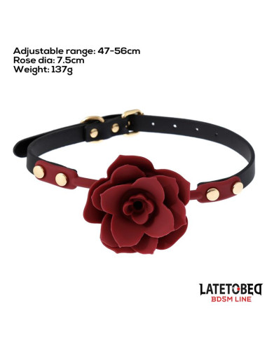 Silikonowy knebel z różą Latetobed — regulowany 47–56 cm