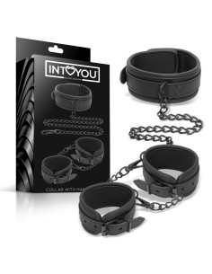 IntoYou Black Shadow — obroża z kajdankami z eko-skóry