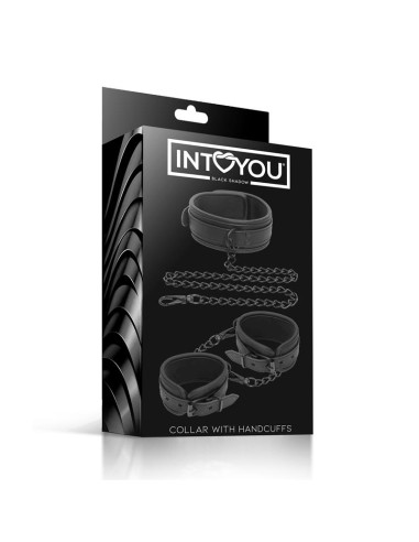 IntoYou Black Shadow — obroża z kajdankami z eko-skóry