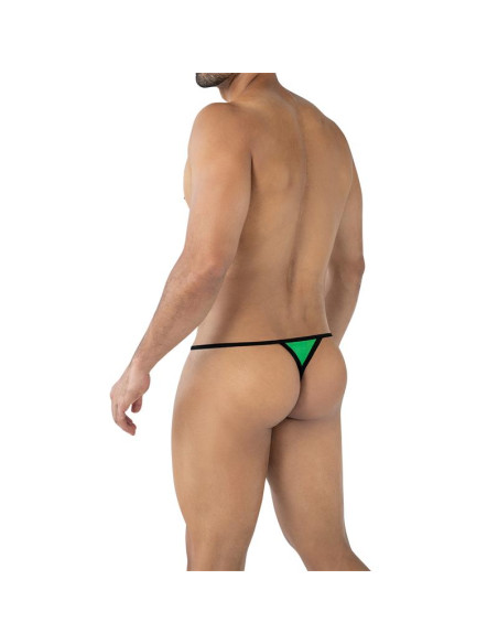 CUT4MEN Fluo Pouch V-String zielony — regulowany męski string