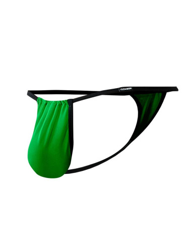 CUT4MEN Fluo Pouch V-String zielony — regulowany męski string