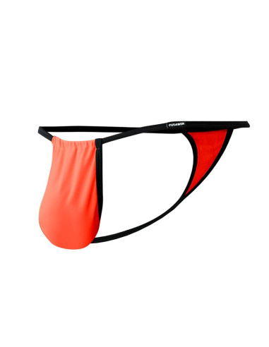 CUT4MEN Fluo Pouch V-String Tangerine – regulowany string męski