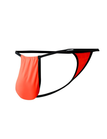 CUT4MEN Fluo Pouch V-String Tangerine – regulowany string męski