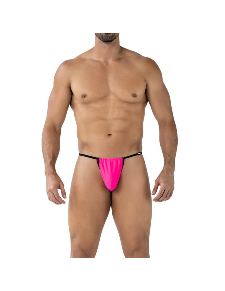 CUT4MEN Fluo Pouch V-String Hot Pink – regulowany męski string