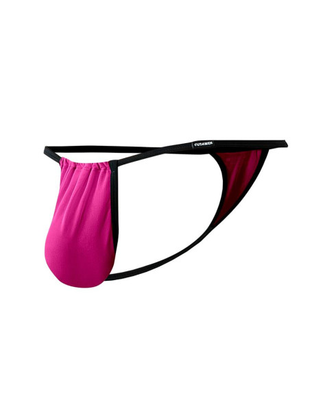 CUT4MEN Fluo Pouch V-String Hot Pink – regulowany męski string