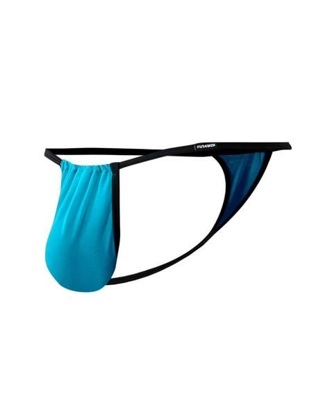 CUT4MEN Fluo Pouch V-String Turquoise — elegancki string męski