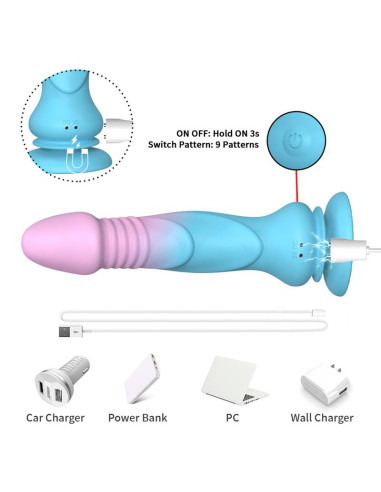 Urban Sky Dildo 19,2 cm – Wibracja i tłok | Vibrans