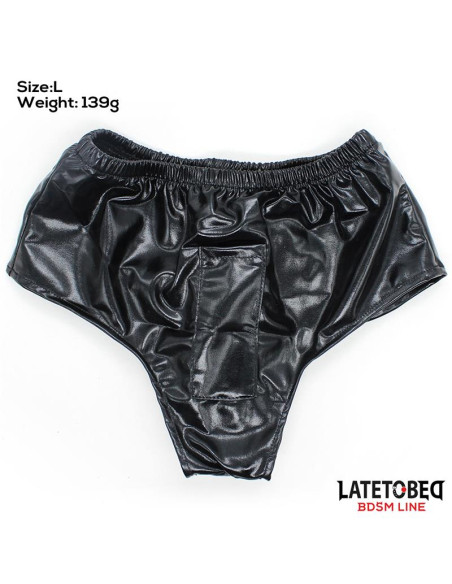 Majtki z wibrującym dildem LATETOBED – elastyczne, one size