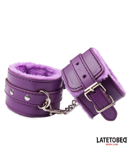LATETOBED Furry Ankle Cuff Purple – futerkowe kajdanki na kostki