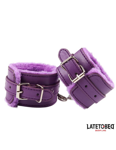LATETOBED Furry Ankle Cuff Purple – futerkowe kajdanki na kostki