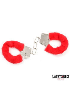 Latetobed Furry Metal Cuff – czerwone kajdanki z futerkiem 2
