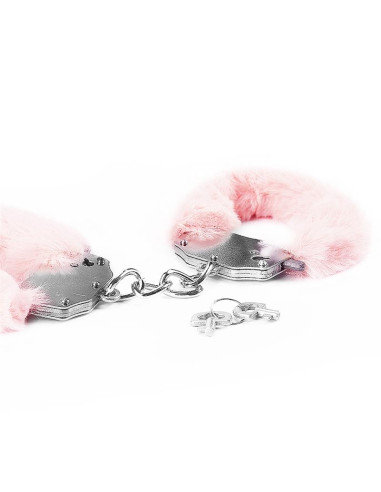 Lovetoy różowe futrzane kajdanki – eleganckie metalowe kajdanki