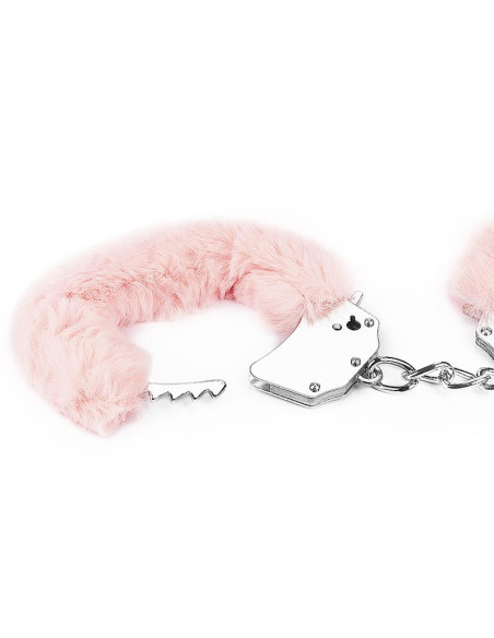 Lovetoy różowe futrzane kajdanki – eleganckie metalowe kajdanki