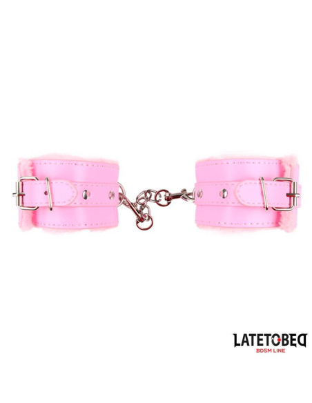 Latetobed Furry Wrist Cuff Pink - eleganckie kajdanki nadgarstkowe
