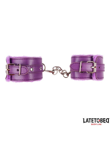 LATETOBED Furry Wrist Cuff — fioletowe kajdanki nadgarstkowe