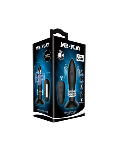 MR PLAY korek analny z wibracją i rotacją — elegancki, ładowalny