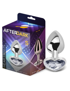 Afterdark korek analny S z kryształkiem — biały, elegancki