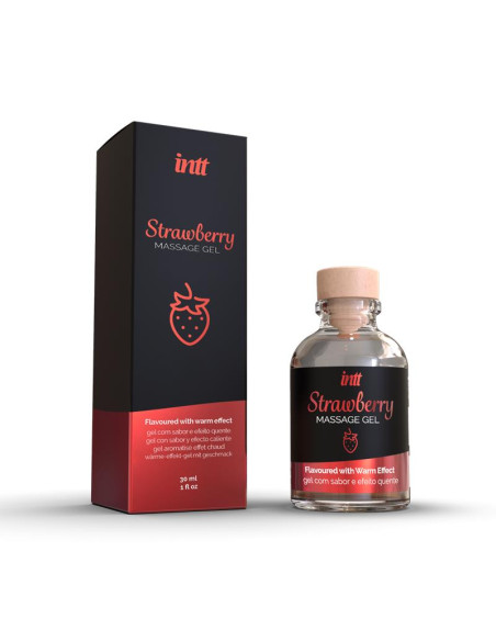 INTT Heat Effect Massage Gel truskawkowy 30 ml — rozgrzewający żel do masażu