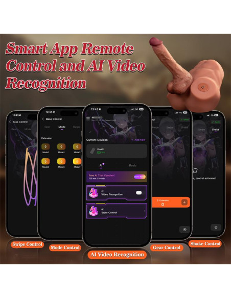 XISE Jonah półtułowie z odłączalnym dildo — sterowanie APP