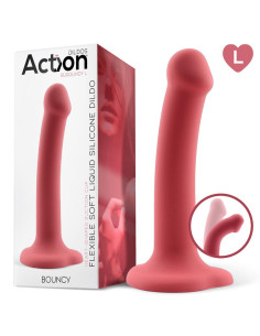 ACTION Bouncy Liquid Silicone Dildo L — elastyczne dildo burgund
