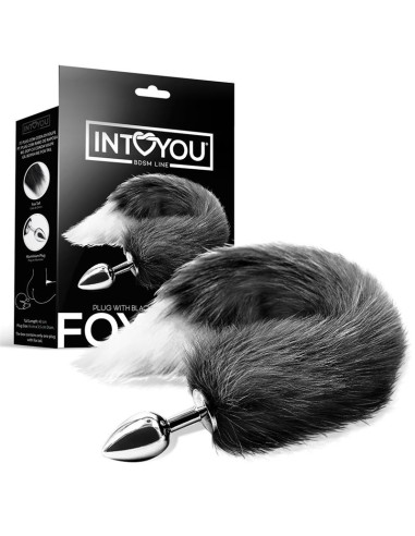 Kork analny IntoYou z ogonem Foxy — elegancki, czarno-biały