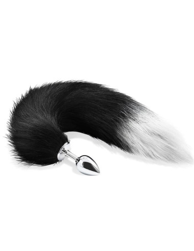 Kork analny IntoYou z ogonem Foxy — elegancki, czarno-biały