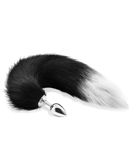 Kork analny IntoYou z ogonem Foxy — elegancki, czarno-biały
