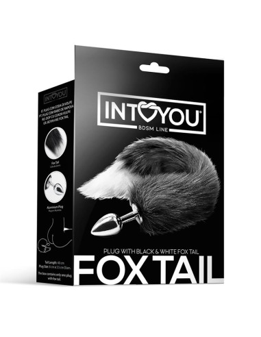 Kork analny IntoYou z ogonem Foxy — elegancki, czarno-biały