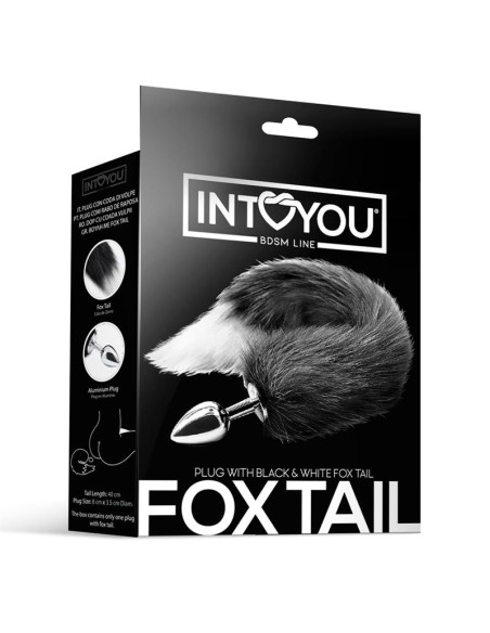 Kork analny IntoYou z ogonem Foxy — elegancki, czarno-biały