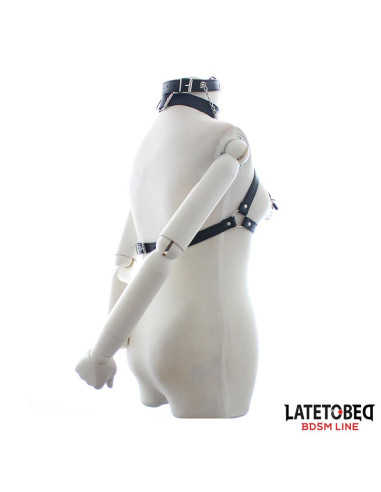 LATETOBED harness biustonosz bondage z gagiem i klipsami