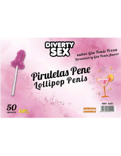 DIVERTY SEX — 50 lizaków gin & tonic z truskawką, 10% alkoholu